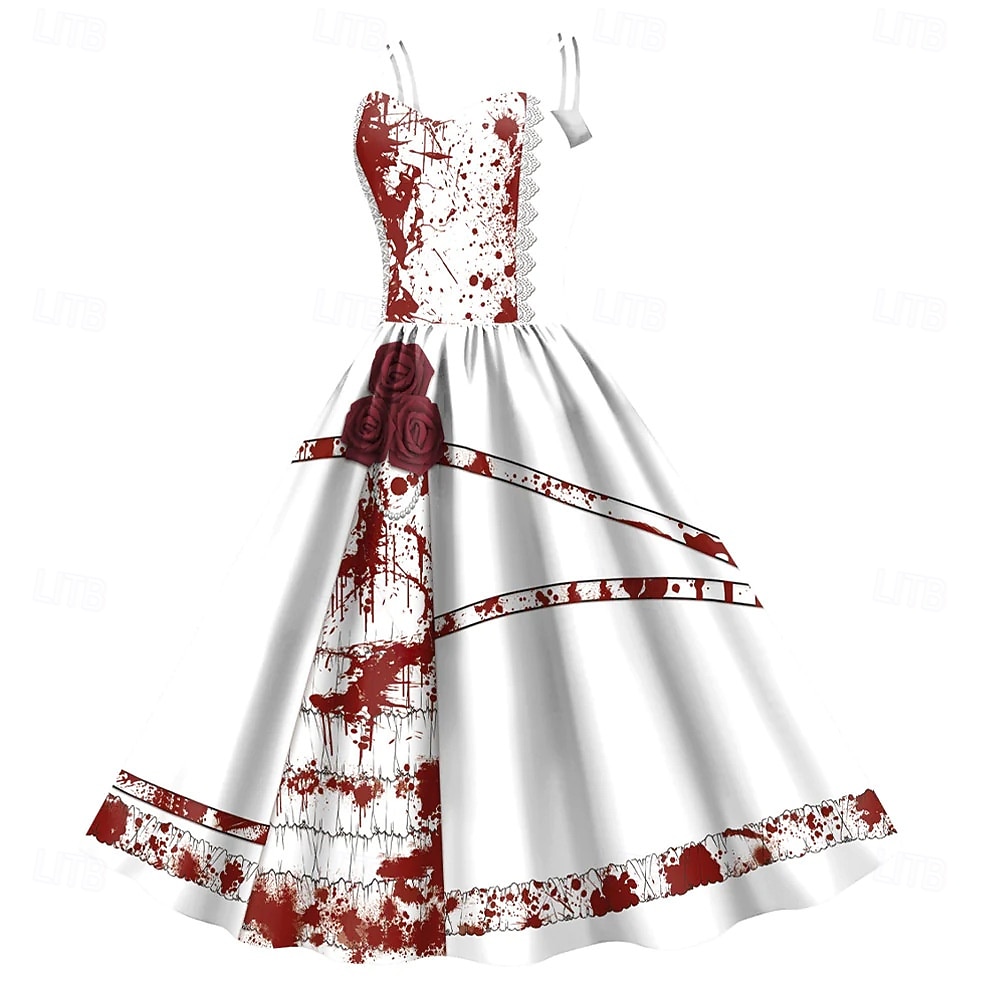 2025年 女性用スカルプリントミニドレス Aラインドレス カジュアル デイリー ホリデー レギュラーフィット スカル ノースリーブ スパゲッティストラップ ブラック ホワイト ワイン サビレッド 夏 春 秋  コレクション – $29.99 –P16