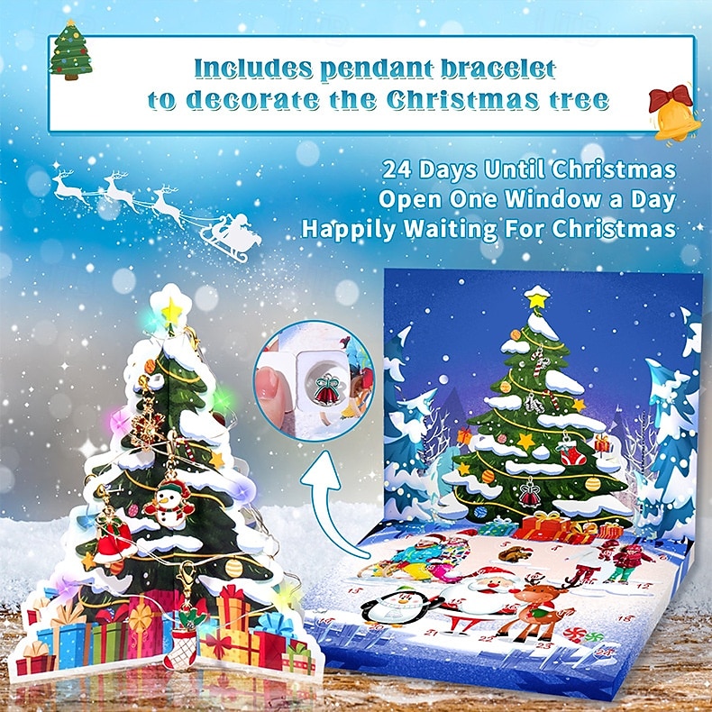 Christmas Advent Calendar Bracelets 2025 for Girls, 24 Days DIY Jewelry Making Kit with 22 Charm Beads and 2 Adjustable Bracelets, Xmas Countdown Gift for Kids Teens Women 2025 - $18.49 –P1