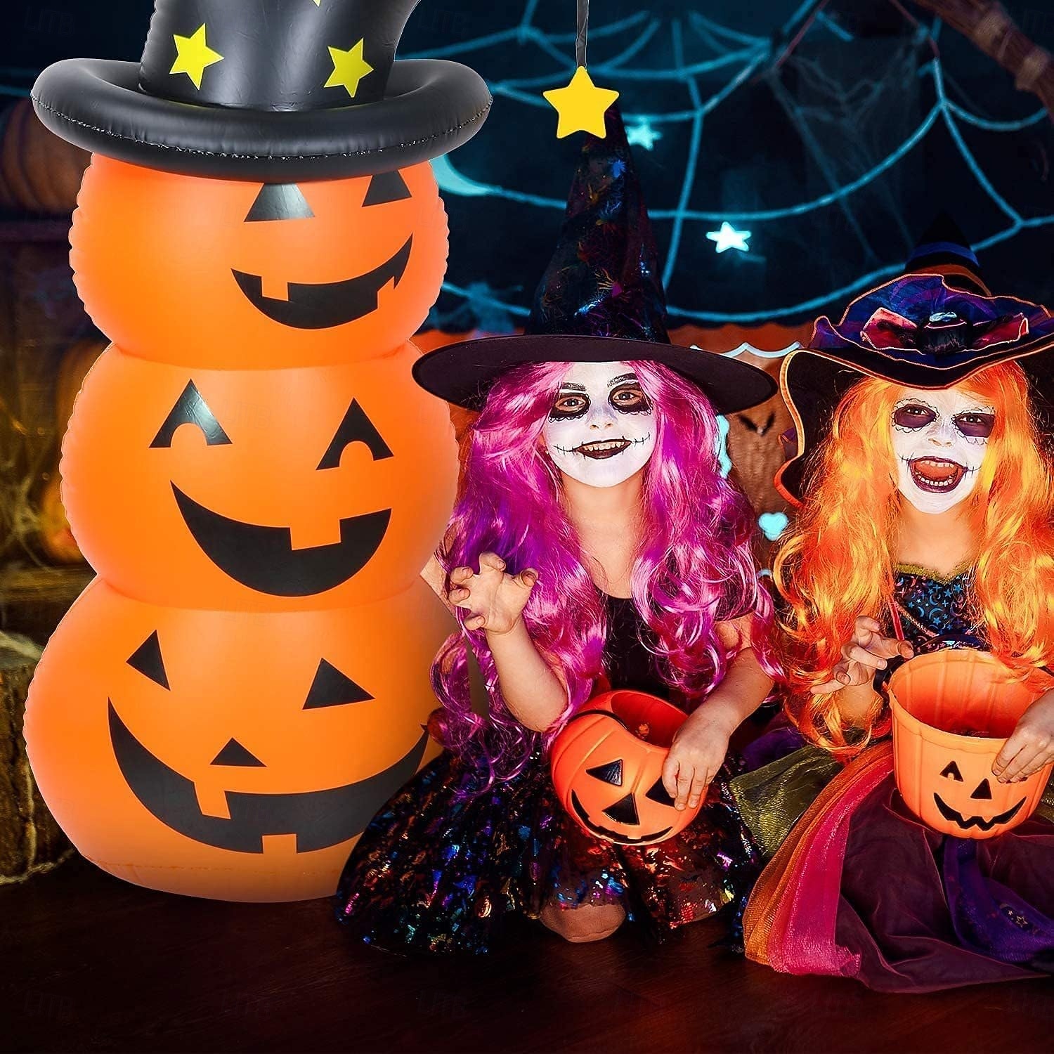 Halloweenský dýňový balónek nafukovací dýňový mužík extra velký 53,1 palce (135 cm) dýňový houpací párty dekorace dekorační doplněk pro domácí dekoraci luxusní kostým škola festival kulturní 2025 - $44.99 –P3