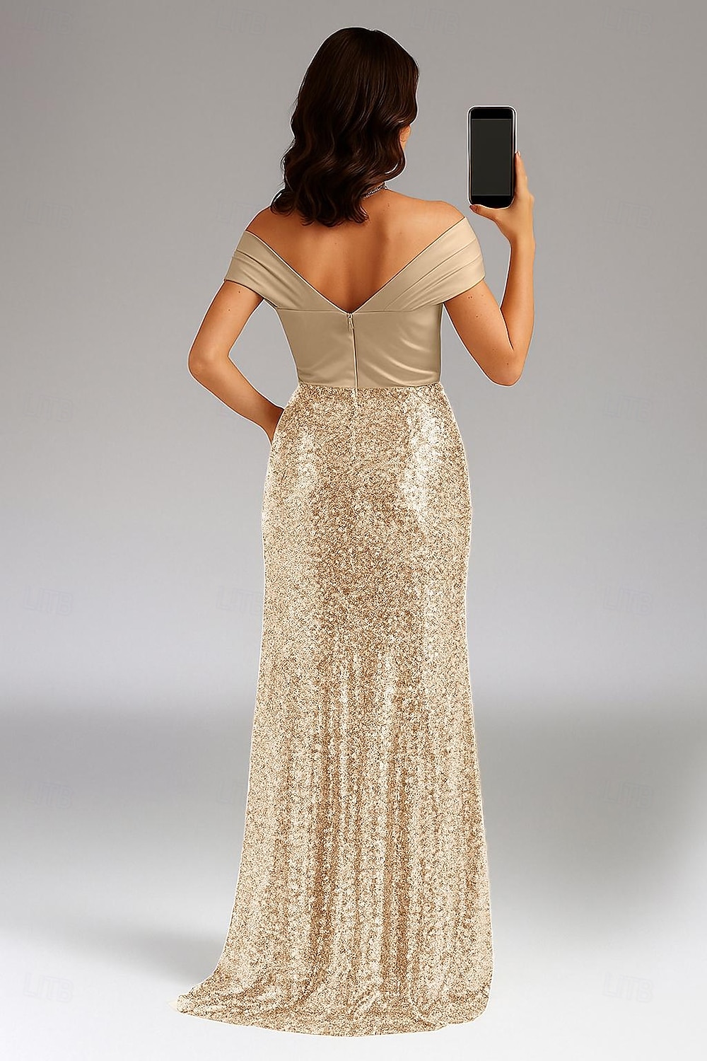 Sirena / Tromba Abito da Sera Elegante Vestito Formale Matrimonio Strascico a Terra Senza Maniche Senza Spalle Raso Elasticizzato con Arricciato 2025 del 2025 a $140.99 –P3