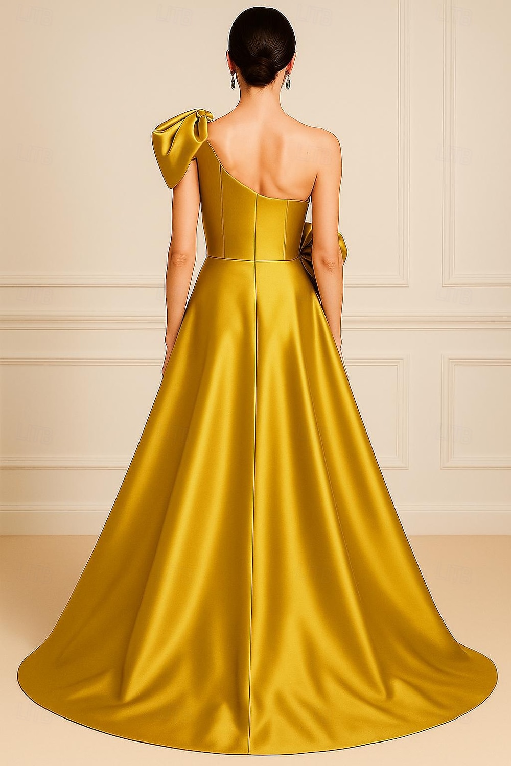 Vestido de Gala A-Line Vestido Elegante Formal Casamento Comprimento do Chão Sem Mangas Um Ombro Cetim com Bolsos e Pregas Flor de Ombro de 2025 por $142.99 –P2
