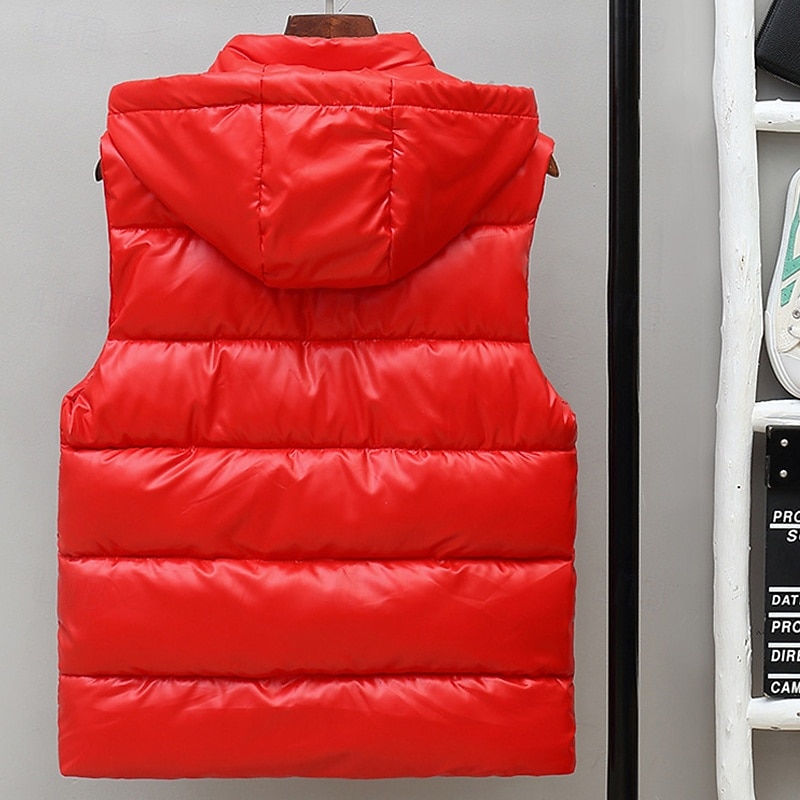 Per uomo Gilet imbottito Gilet Vacanza Quotidiano Data Moda Casual Autunno & Inverno Tasca Nylon Caldo Confortevole Tinta unica Cerniera Con Cappuccio Vestibilità regolare Argento Nero Rosso Argento del 2026 a $34.99 –P13