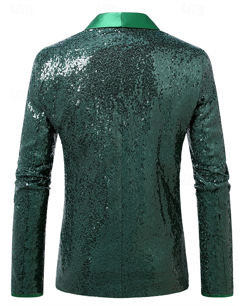 Per uomo Blazer Affari Cocktail party Ricevimento di matrimonio Moda Casual Primavera Autunno Poliestere Semplice Tasca Bottoni Confortevole Monopetto Giacca Verde scuro del 2026 a $60.99 –P3