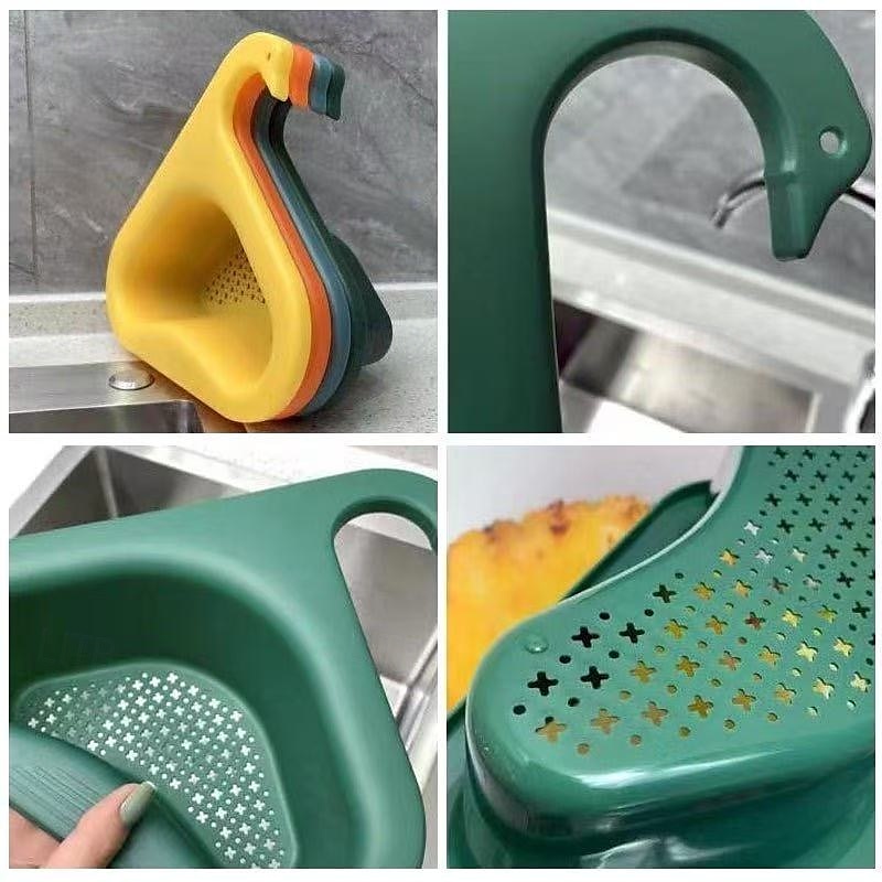 3pcs Kitchen Sink Drain Basket Swan Drain Rack, Triangular Corner Sink Strainer, Saddle Design Hanging Filter Basket for Fruits, Vegetables, and Food Waste, No Drilling Required 2025 - $11.99 –P7
