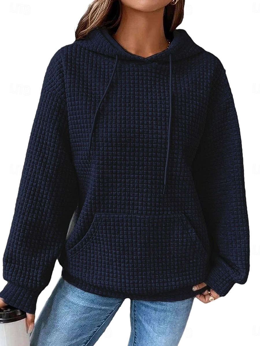 Femmes Sweats à capuche Uni Occasionnel manche longue À capuche Hauts Réguliers Rue Tenue Quotidienne Avec Poches Imprimé Noir Blanche Rose Claire Vert Véronèse Bleu de minuit Automne Hiver de 2025 ? $25.99 –P4