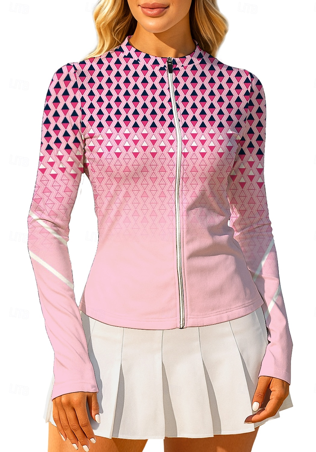 Γυναικεία Γεωμετρικό Βαθμίδα Μπλούζες Αθλητικό πουκάμισο Πουκάμισο τένις Μπλούζα τένις Μακρυμάνικο Φερμουάρ Λουλουδάτο UPF50+ Ανθεκτικό στην υπεριώδη ακτινοβολία Υψηλή Ελαστικότητα Ύγρανση Αναπνέει 2026 - $20.99 –P3