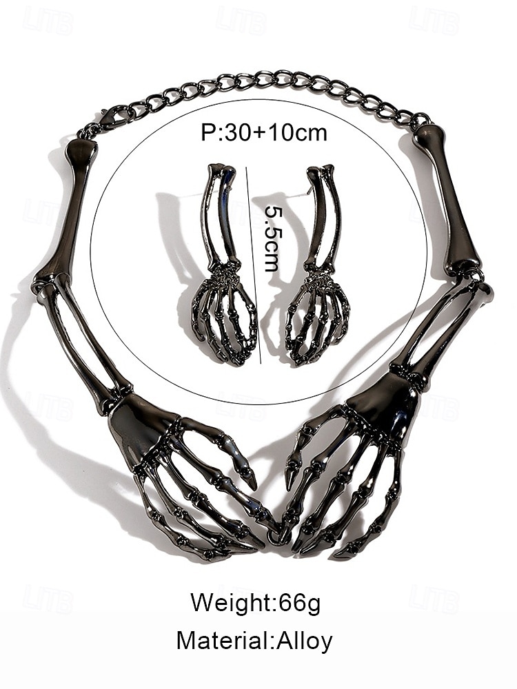 Женский комплект серег и ожерелий в виде руки скелета на Хэллоуин, в стиле готик-панк, идеально подходит для костюмированных вечеринок и авангардных нарядов 2025 - $11.99 –P6