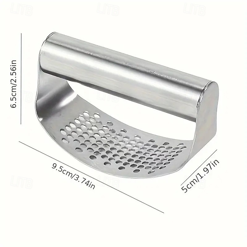 Knoblauchpresse aus Edelstahl – Knoblauchzerkleinerer mit gebogenem Ring für den Hausgebrauch, manueller Knoblauchzerkleinerer und -stampfer 2026 - $12.99 –P2
