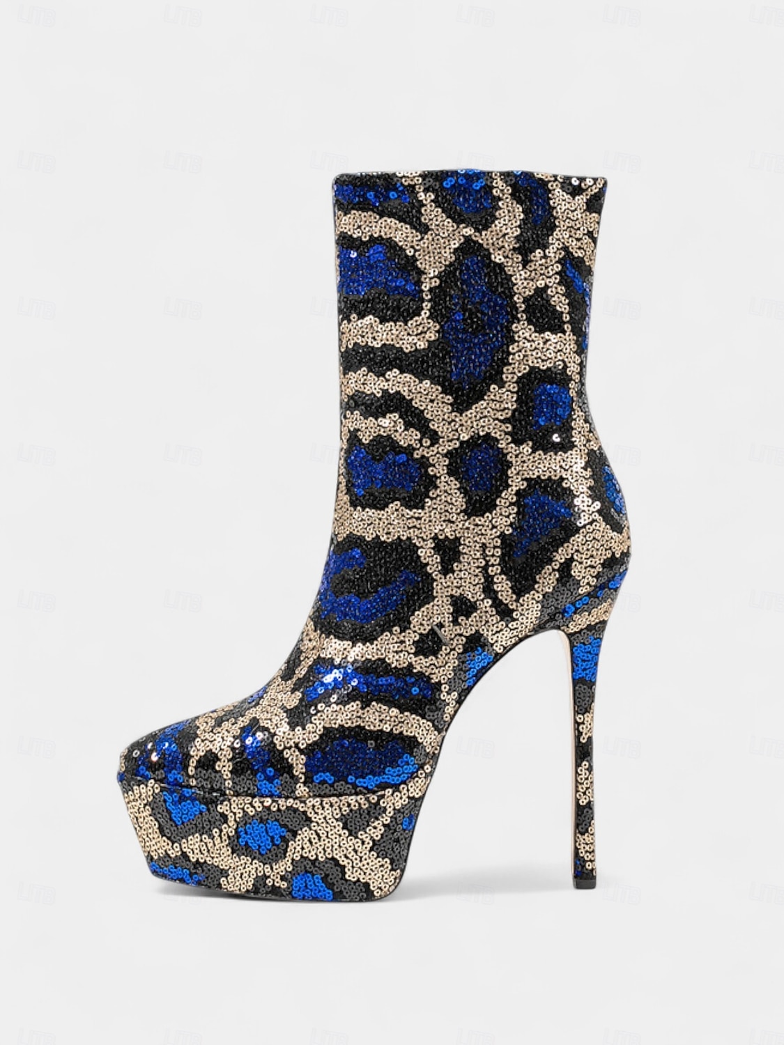 Γυναικεία μπλε και χρυσά μποτάκια στιλέτο με πλατφόρμα και πούλιες - έντονα υποδήματα για πάρτι, νυχτερινή ζωή 2025 - $89.99 –P5