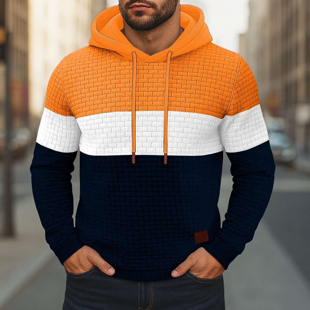 Herren Kapuzensweatshirt Pullover Kapuzensweatshirt Weiß Gelb Armeegrün Rote Marineblau Mit Kapuze Farbblock Einfach Patchwork Farbblock Strukturiert Sport & Outdoor Lässig Täglich Streetwear Cool 2025 - $17.99 –P5