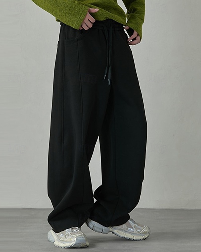 Ανδρικά Αθλητικές Φόρμες Παντελόνια Φούτερ με ίσιο πόδι Κορδόνι Τσέπη Ελαστική μέση Σκέτο Άνεση Υπαίθρια Αθλήματα Καθημερινά Μοντέρνα Καθημερινό Μαύρο Γκρίζο Μικροελαστικό 2026 - $24.99 –P5