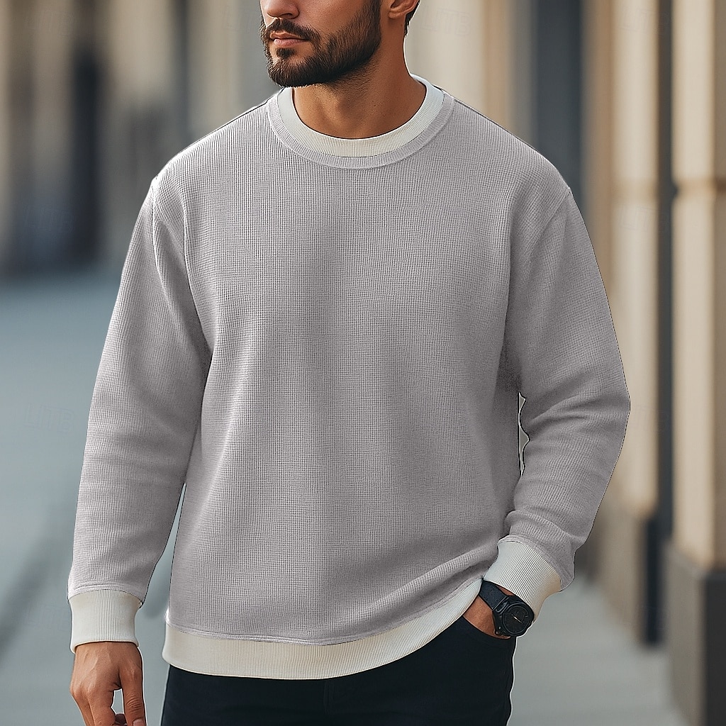 Per uomo Maglietta Waffle Felpa Pullover Maglietta Camicia a Maniche Lunghe Manica Lunga Girocollo Autunno Primavera & Autunno Semplice Moda Designer Essenziale Moda Finto due pezzi Vacanza del 2025 a $25.99 –P13