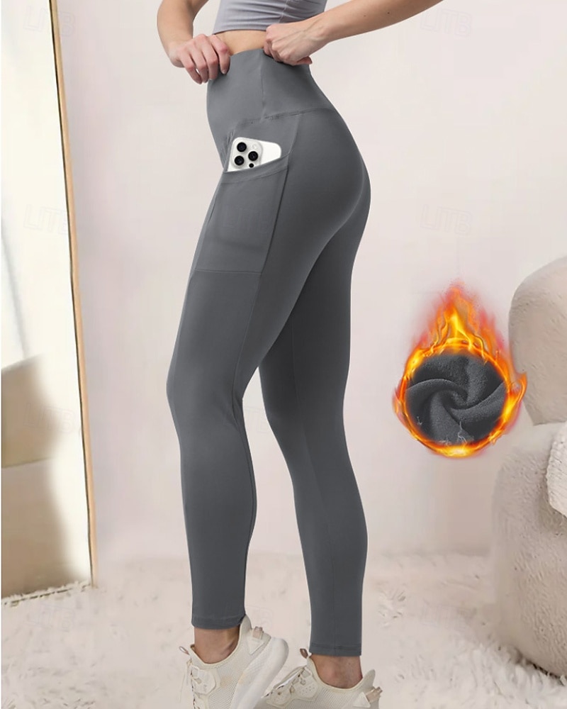 Naisten fleecevuoratut leggingsit Housut Leggingsit Katutyyli Vapaa-aika Täyspitkä Luonnollinen Tavallinen Joustava vyötärö Pehmeä Loma Päivittäin Bile purppura Tumma harmaa Musta Tumma 2025 - $20.99 –P12