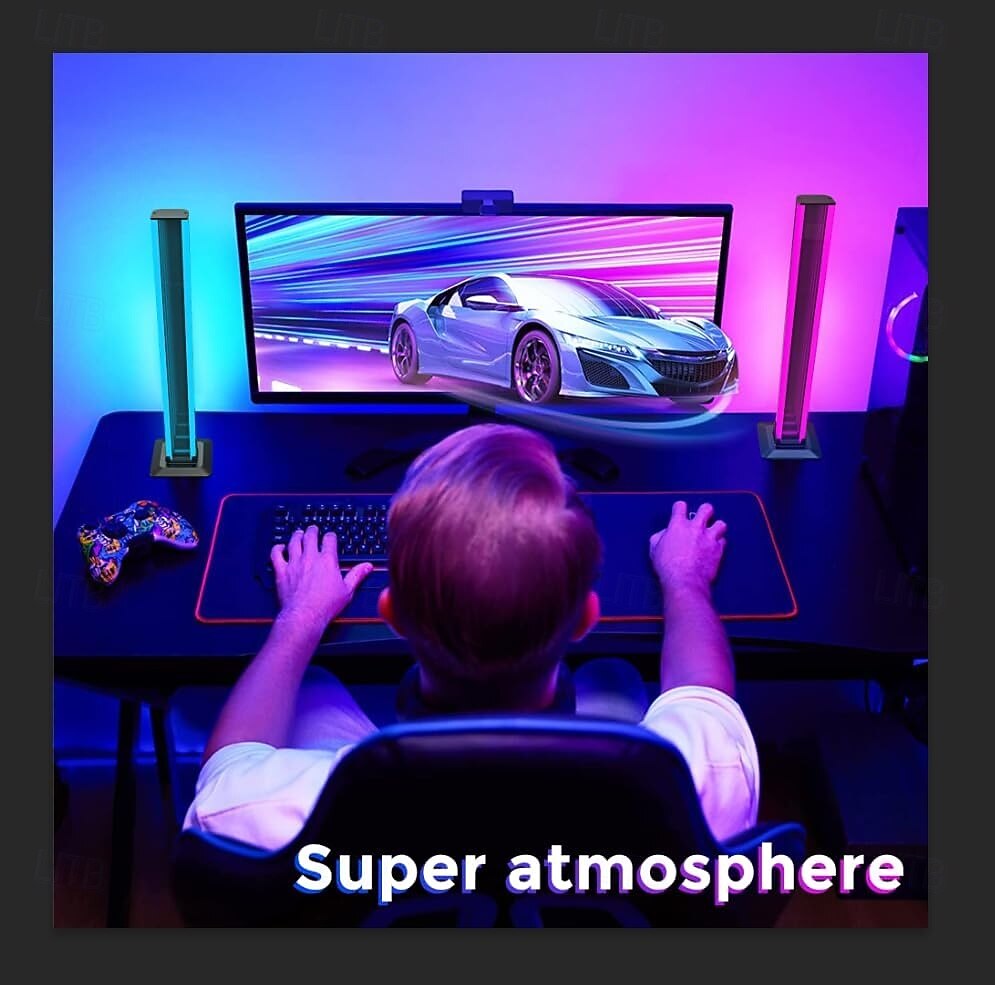 Bande lumineuse LED RVB, barres lumineuses LED RVB IC synchronisées avec la musique, éclairage d'ambiance alimenté par USB, rétroéclairage de télévision de jeu à changement de couleur avec de 2025 ? $31.99 –P7