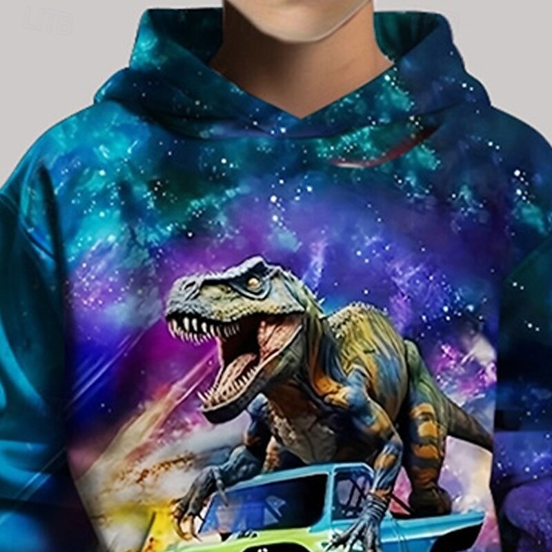 Dla chłopców 3D Dinozaur Bluza z Kapturem Długi rękaw Wiosna Jesień Moda Moda miejska Dzieci 4-12 lat Kaptur Na zewnątrz Codzienny Regularny 2025 - $18.99 –P2