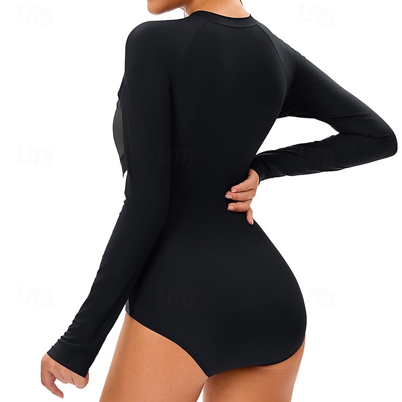 Femmes Maillot de bain Maillot Anti UV Protection Solaire UV UPF50+ manche longue Maillot de Bain Zip Up Natation Surf Patchwork Été Printemps Automne de 2025 ? $25.99 –P11