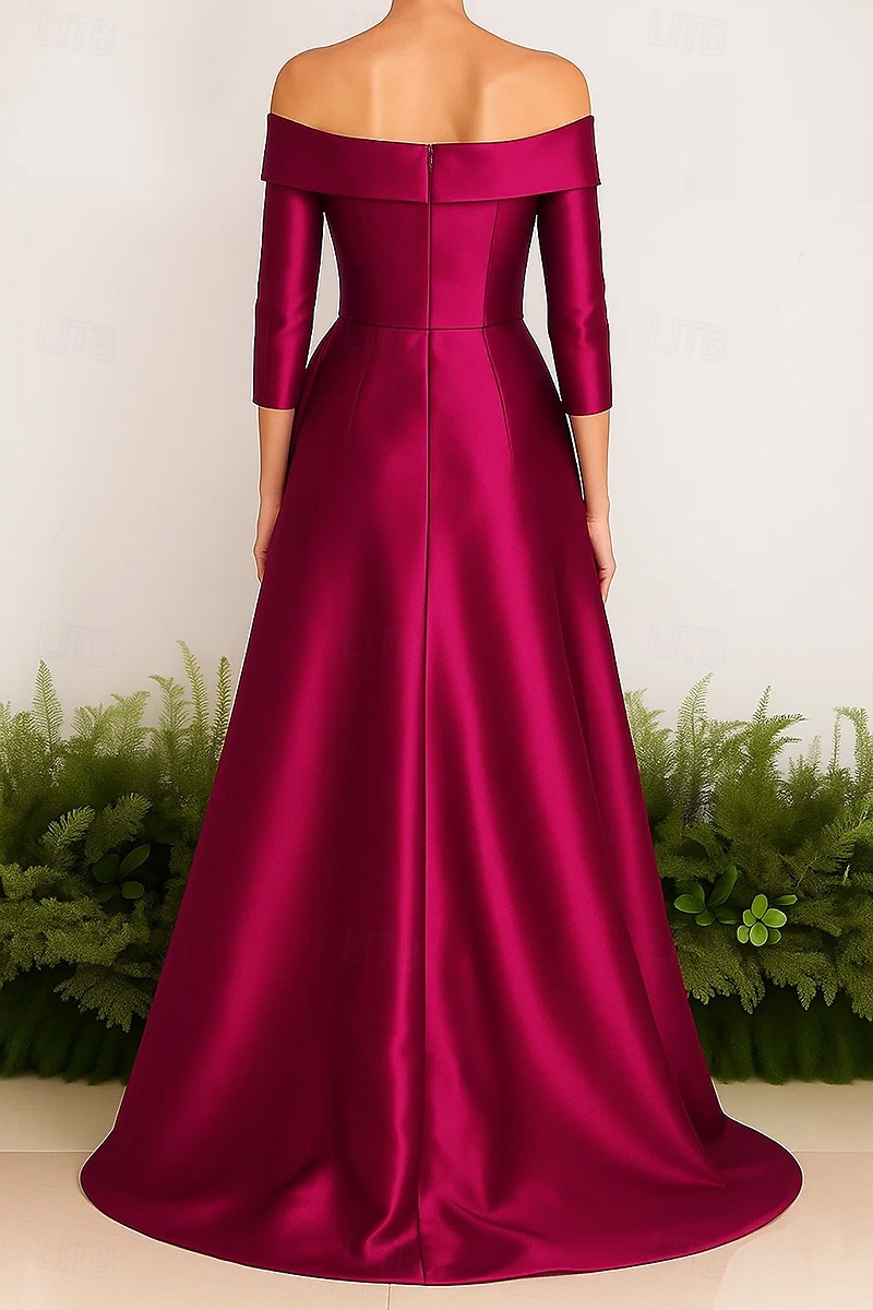 Linea ad A Abito da Sera Elegante Vestito Formale Matrimonio Strascico a Terra Senza Maniche Senza Spalle Nylon con Pieghe Volant 2025 del 2025 a $143.99 –P3