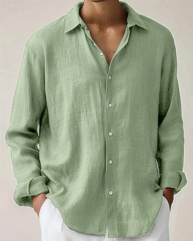 Per uomo Camicia Camicia Estiva Camicia casual Camicia da Spiaggia Camicia con Bottoni Giallo Rosso Verde Manica Lunga Semplice Bavero Vacanza Camicia hawaiana Abbigliamento Poliestere Moda Casual del 2025 a $18.49 –P2