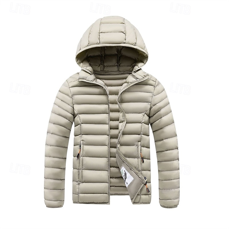 Pánské Zimní kabát Puffer bunda Polstrovaná bunda Kapsy Polyester Dovolená Denní nošení Rande Standardní Módní Na běžné nošení Pohodlné Zahřívací Zima Plná / Jednobarevná Tmavě šedá Černá Bílá Žlutá 2026 - $51.99 –P1