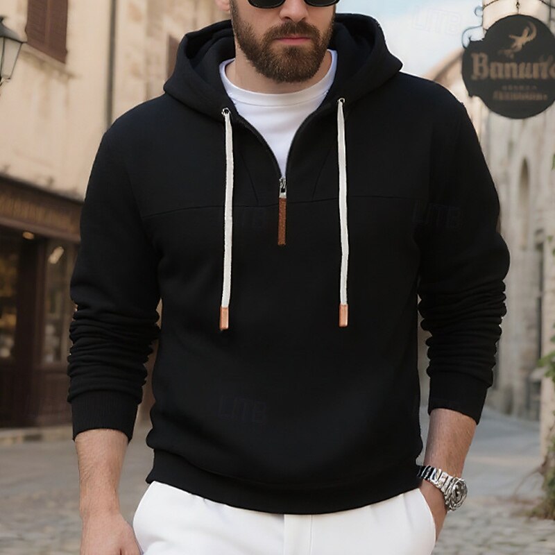 Homens Moletom Moletom com capuz Moletom de lã Adamascado Preto Branco Vinho Azul Marinha Com Capuz Tecido Patchwork Desportos e Ar livre Casual Diário Roupa de rua Legal Roupa de Esporte Inverno de 2025 por $23.99 –P3