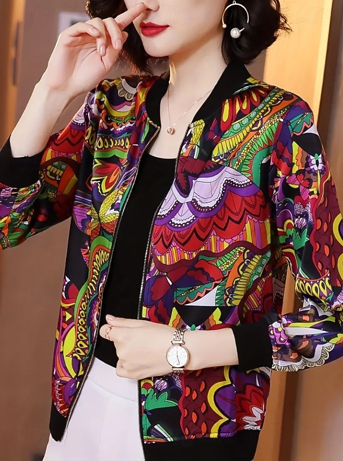 Damen Freizeitjacke Warm Schnelltrocknend Reißverschluss Tasche Elegant Mode Täglich Einfach Tarnung Urlaub Lässig Täglich Ferien Kurz Baseball-Kragen Normale Passform Langarm Oberbekleidung Fuchsie 2025 - $32.99 –P8