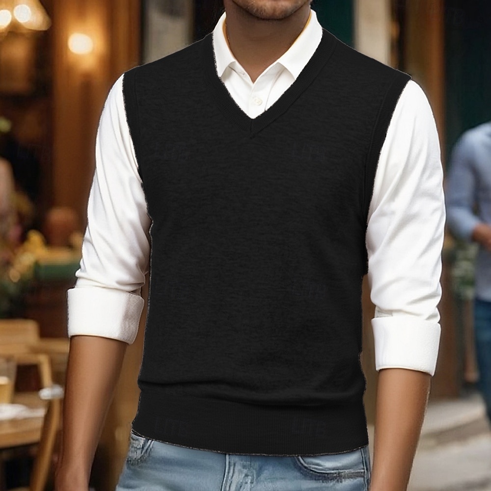 Herren Pullunder Kleid Pullover Pullover Weste Strickpullover Gerippt Stricken Normale Oberteile Gestrickt Einfach V Ausschnitt Mode Lässig Urlaub Alltagskleidung Bekleidung Frühling Herbst 2026 - $45.99 –P5