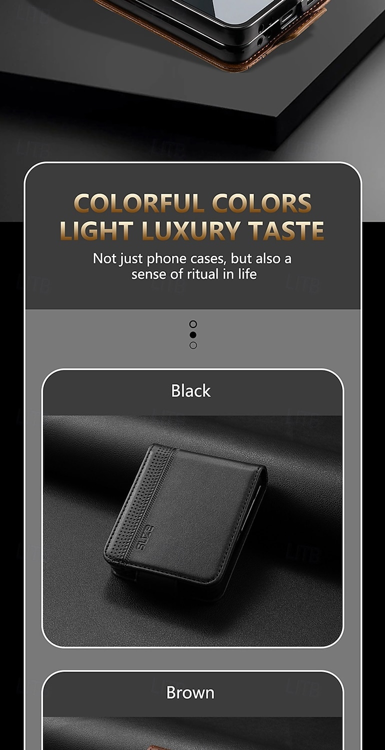 Phone Case For Samsung Galaxy Z Flip 7 Z Flip 6 Z Flip 5 Z Flip 4 Back Cover Card Slot Shockproof Retro TPU PU Leather 2026 - $13.99 –P8