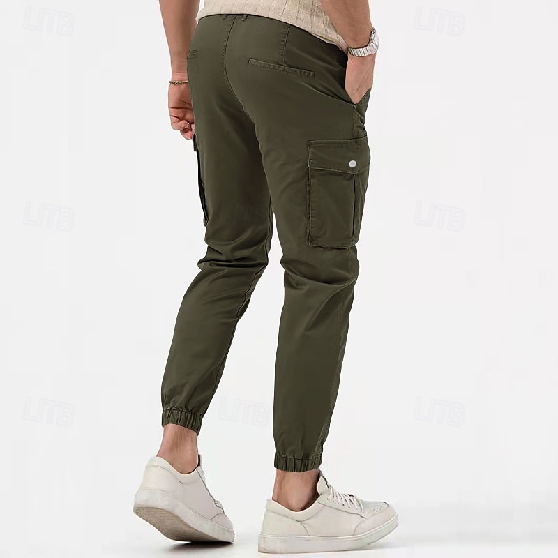 Men's Cargo Pants Joggers Trousers Buttons Multi Pocket Plain Wearable Outdoor Daily Camping & Hiking Fashion Classic Black White 2026 - $25.99 –P6