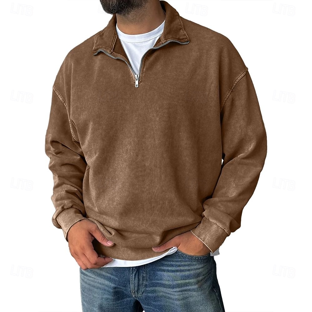 Herren Sweatshirt Viertelreißverschluss Sweatshirt Schwarz Wein Armeegrün Marineblau Purpur Halber Reißverschluss Einfach Halber Reißverschluss Täglich Ferien Ausgehen Polyester Vintage Streetwear 2025 - $41.99 –P2