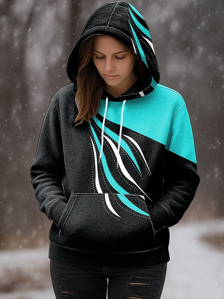 Damen Kapuzenpullover Grafik Geometrisch Abstrakt Lässig Langarm Mit Kapuze Normale Oberteile Party-Abendmode Straße Alltagskleidung Rote Blau Purpur Orange Grün Frühling Herbst Winter 2025 - $27.99 –P3