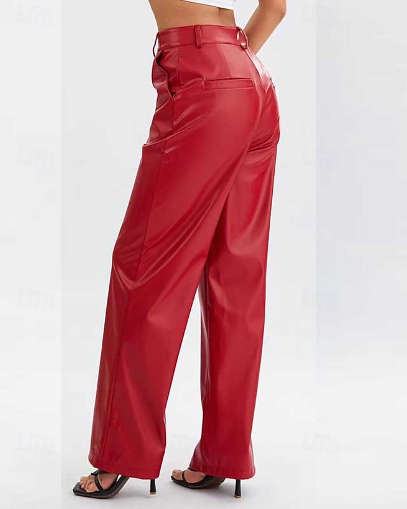 Per donna Gamba larga Pantaloni Eleganti Streetwear Casual Lunghezza intera Naturale Semplice Tasca Elastico in vita Confortevole Ferie Abbigliamento quotidiano Weekend Nero Rosso Autunno Vestibilit del 2026 a $32.99 –P4