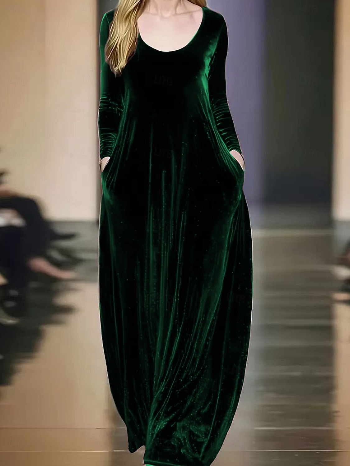 Damen Maxikleid Shiftkleid Party Geburtstag Lässig Party Hochzeitsgast Geburtstag Normale Passform Einfach Langarm Rundhalsausschnitt Schwarz Rote Blau Grün Frühling Herbst Winter 2025 - $26.99 –P2