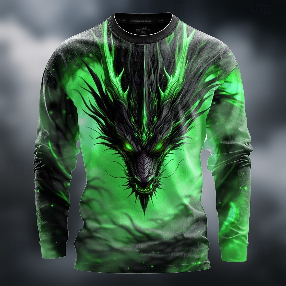 Men's Dragon 3D T Shirt Long Sleeve T shirt 3D Print Crew Neck Shirt Fashion Fantasy Casual Daily Street Lake Blue Yellow Green Summer Spring Clothing Apparel S M L XL XXL XXXL 2026 - $21.99 –P3