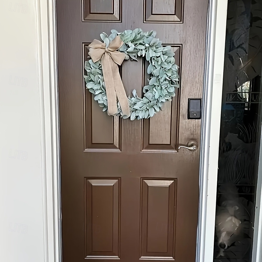 2026年 玄関用のクリスマスリース、人工の緑の羊の耳の葉のガーランド、フェイク植物のつる、庭のドアの吊り下げ、リビングルームと窓の壁の装飾  コレクション – $31.99 –P9