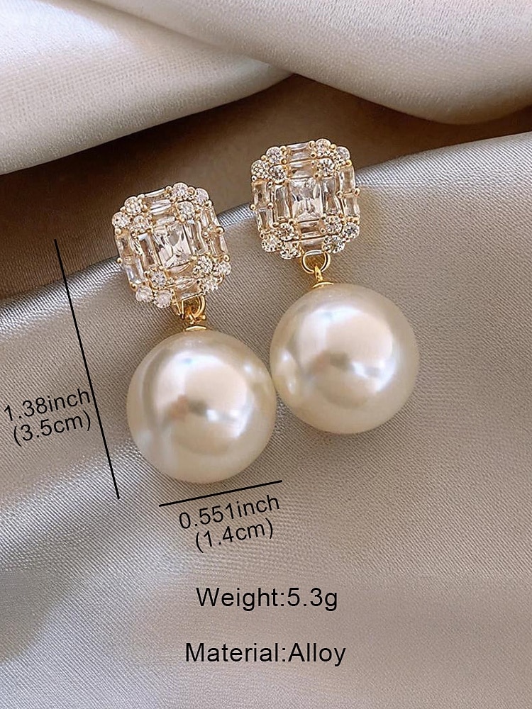 женские серьги с кристаллами, стразами и жемчугом — эффектные золотые серьги-гвоздики с подвеской-кластером наверху, элегантные украшения из сплава для работы, свиданий и торжественных случаев 2026 - $3.49 –P7