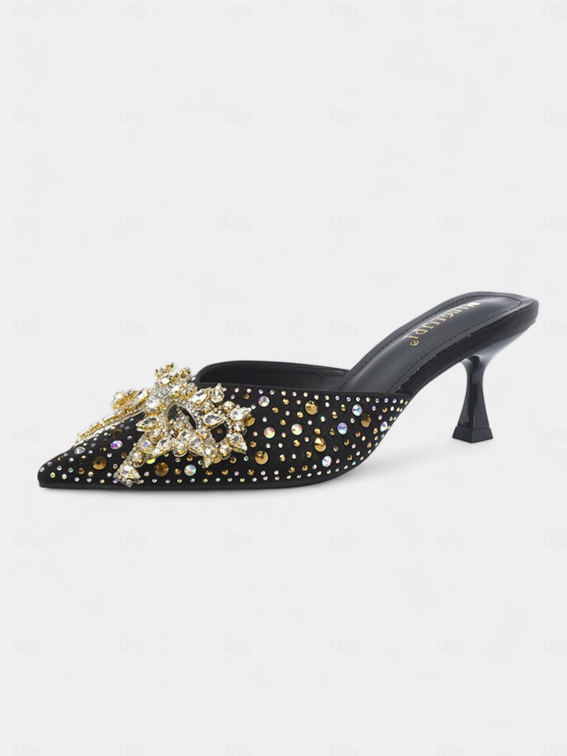 Women's Rhinestone Pointed Toe Mules - Glitter Slip-On Kitten Heels with Pearl Bow for Cocktail Parties & Evening Events 2025 - $42.99 –P7