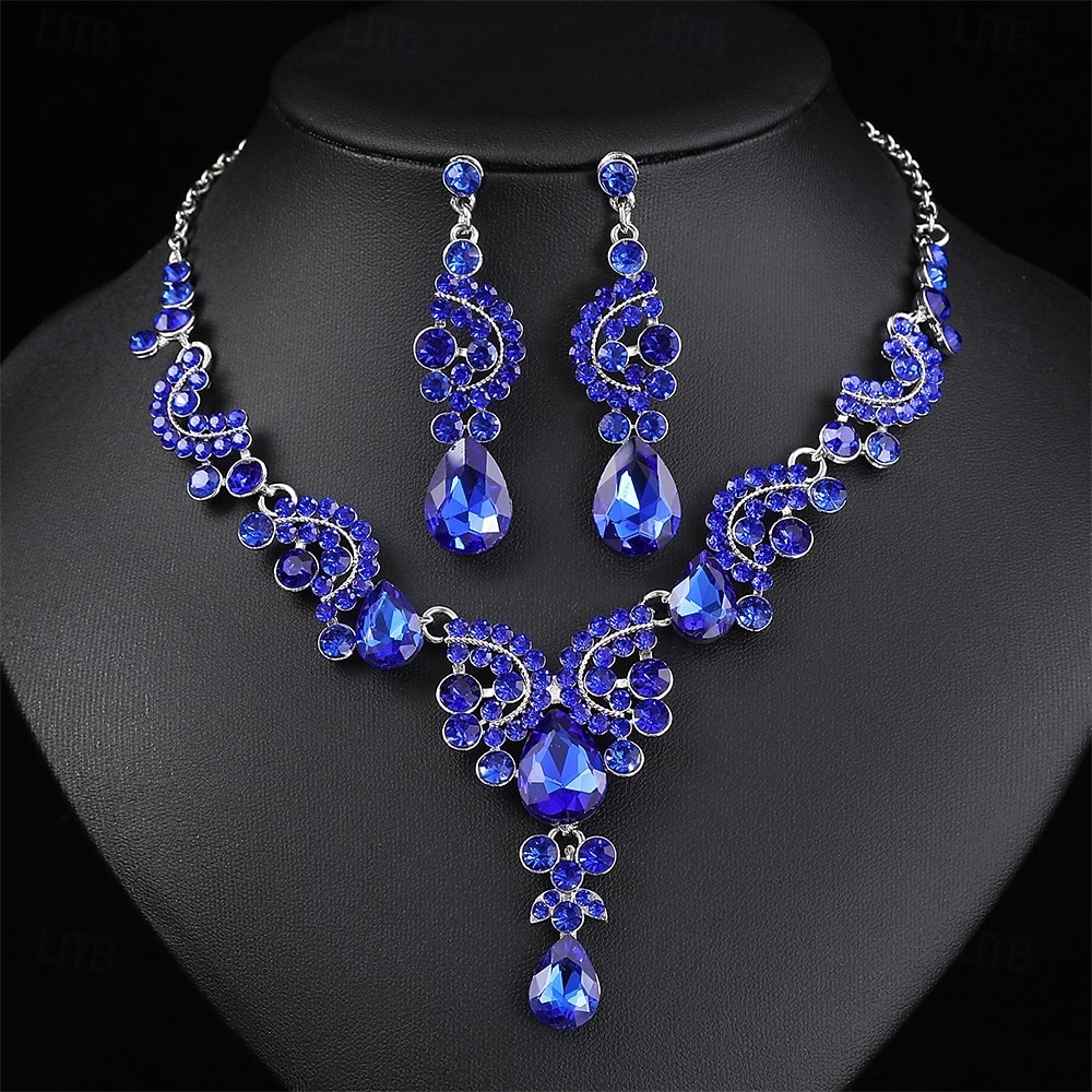 Parure de bijoux 2 Chrome 1 Collier Boucles d'oreilles Femmes Élégant ancien Mode Le style rétro Classique Parure de Bijoux Pour Mariage Soirée robe demoiselle d honneur de 2025 ? $19.99 –P13