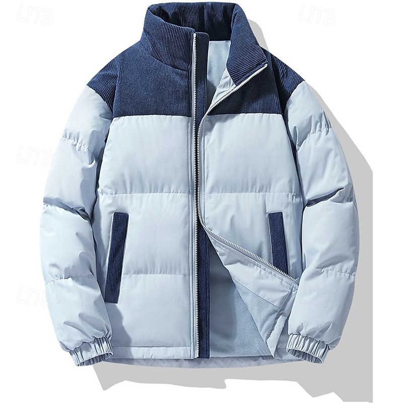 Pánské Zimní kabát Puffer bunda Polstrovaná bunda Kapsy Polyester Dovolená Denní nošení Rande Standardní Módní Na běžné nošení Pohodlné Zahřívací Podzim zima Plná / Jednobarevná Černá Růžov 2025 - $36.99 –P12