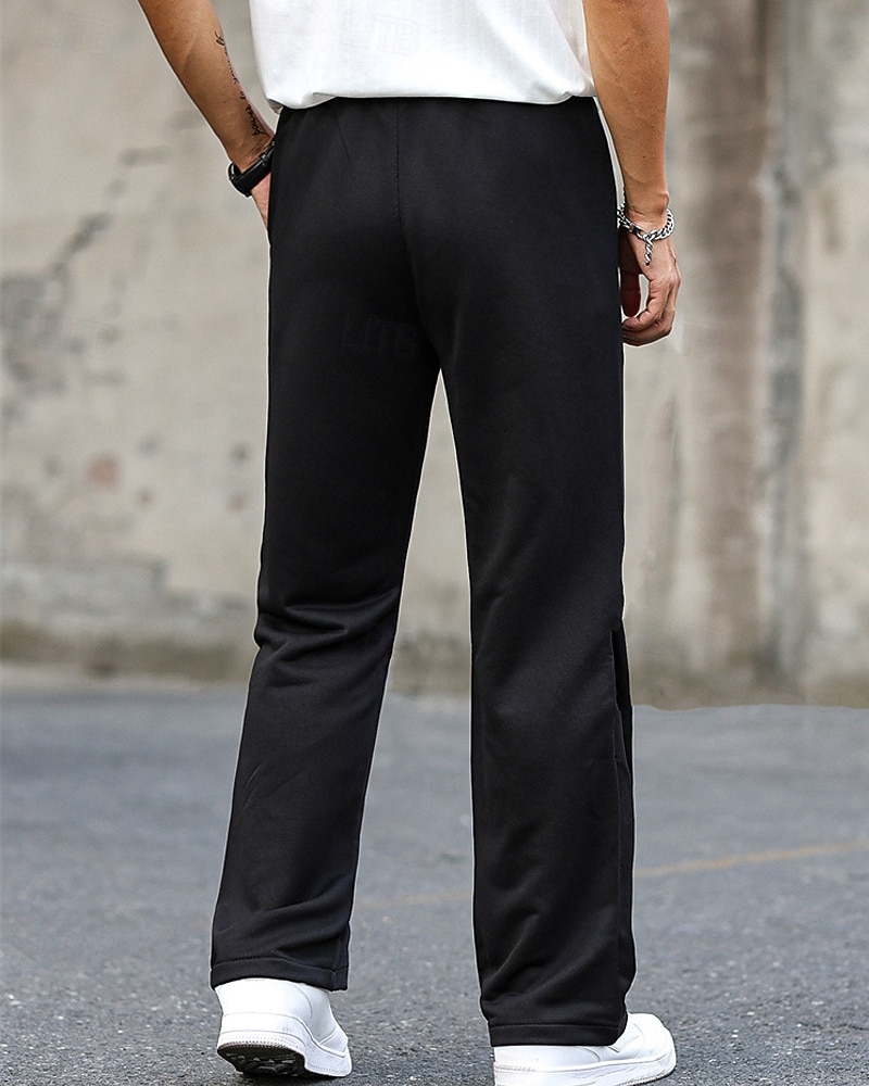 Men's Sweatpants Tear Away Pants Flared Pants Trousers Drawstring Pocket Elastic Waist Plain Comfort Sports Outdoor Daily Fashion Casual Black Micro-elastic 2025 - $21.99 –P3