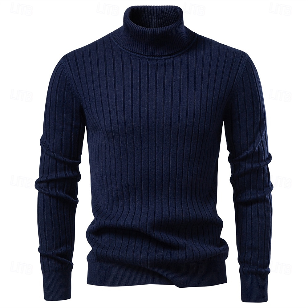 Homme Pull Tricoter Hauts Réguliers Couleur Unie Col roulé Élégant ancien École Vacances Vêtement Tenue Printemps Automne Noir Marine foncé S M L de 2026 ? $26.99 –P25