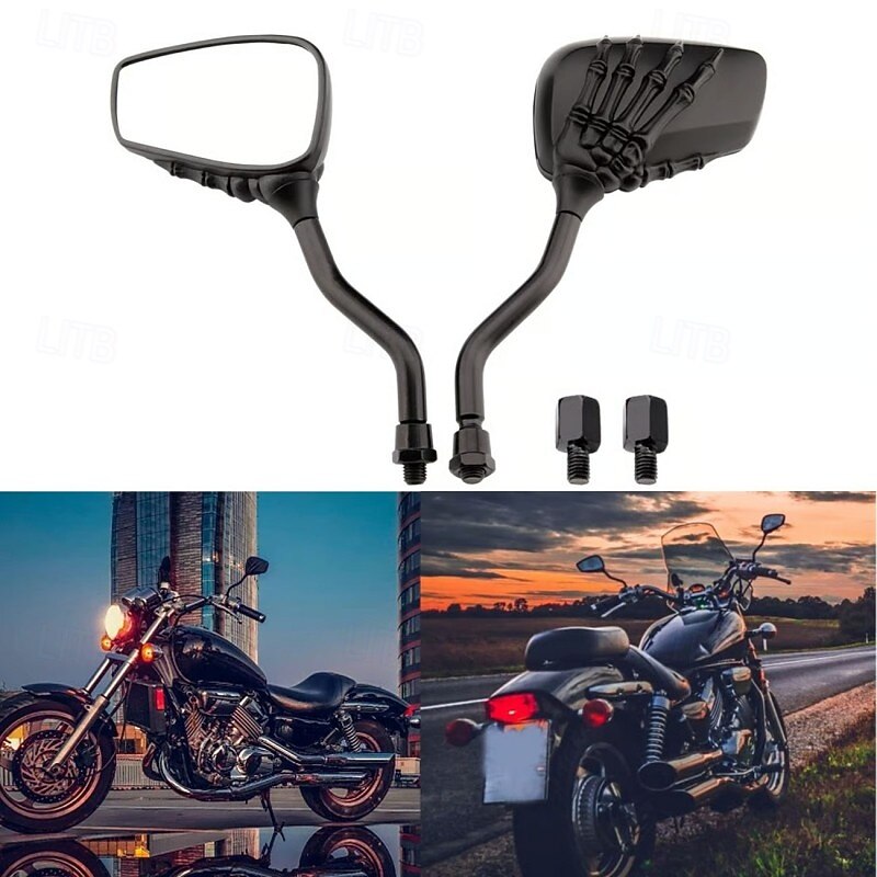 coppia di specchietti retrovisori laterali a forma di teschio, accessori per moto, design Ghost Claw, specchietti retrovisori modificati riflettenti per scooter elettrici Harley, parti di guida eleganti del 2025 a $13.49 –P9
