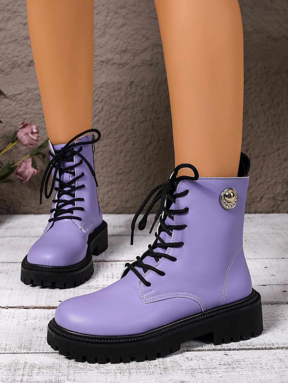 Bottines de combat jaunes à lacets pour femmes – Bottines à plateforme épaisses et audacieuses avec fermeture éclair latérale, style streetwear punk pour l'automne et l'hiver de 2025 ? $34.99 –P5