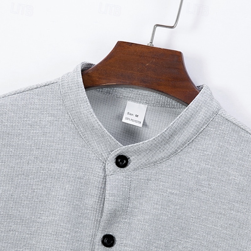 Муж. Рубашка Летняя рубашка Повседневная рубашка Пляжная рубашка Кнопка рубашка Черный Белый Винный Темно-зеленый Хаки Длинный рукав Полотняное плетение Воротник-стойка Отпуск Гавайский Карман Одежда 2025 - $28.99 –P5