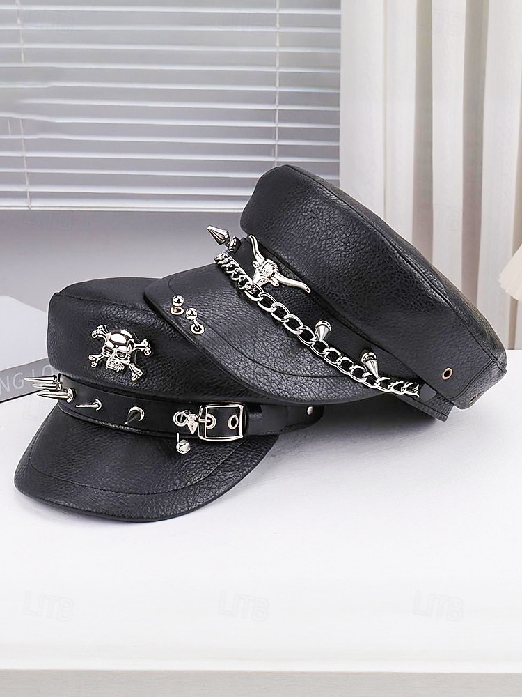 Femmes Beret Tissu en polyester faux cuir Punk ancien Style Gothique Automne Hiver Toutes saisons de 2025 ? $18.99 –P4