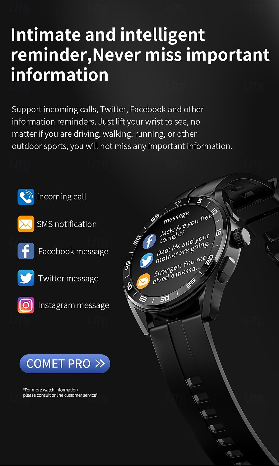 LOKMAT COMET PRO Smart Watch 1.32 inch Smartwatch Fitness Running Watch Bluetooth Pedometer Call Reminder Activity Tracker Compatible with Android iOS Women Men Long Standby Hands-Free Calls Media 2025 - $37.99 –P10