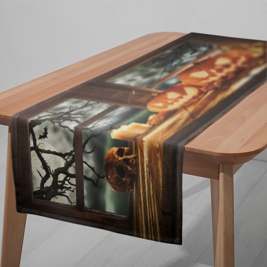 runner da tavolo con zucca di Halloween - tovaglia rettangolare stampata digitalmente 33x180cm per banchetti al ristorante &decorazioni per feste del 2025 a $9.49 –P1