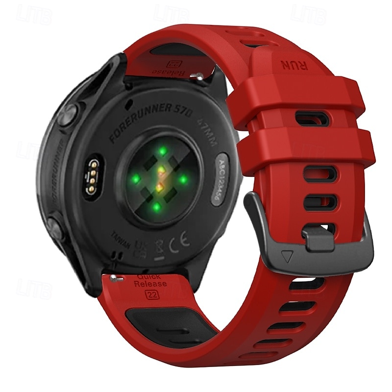 Klokkerem til Garmin Forerunner 570 47 mm/265 (musikk)/255 (musikk)/Venu 3/Vivoactive 4 Marq Descent Quatix 22 mm silikonrem i rustfritt stål, tofarget 2025 - $15.99 –P9