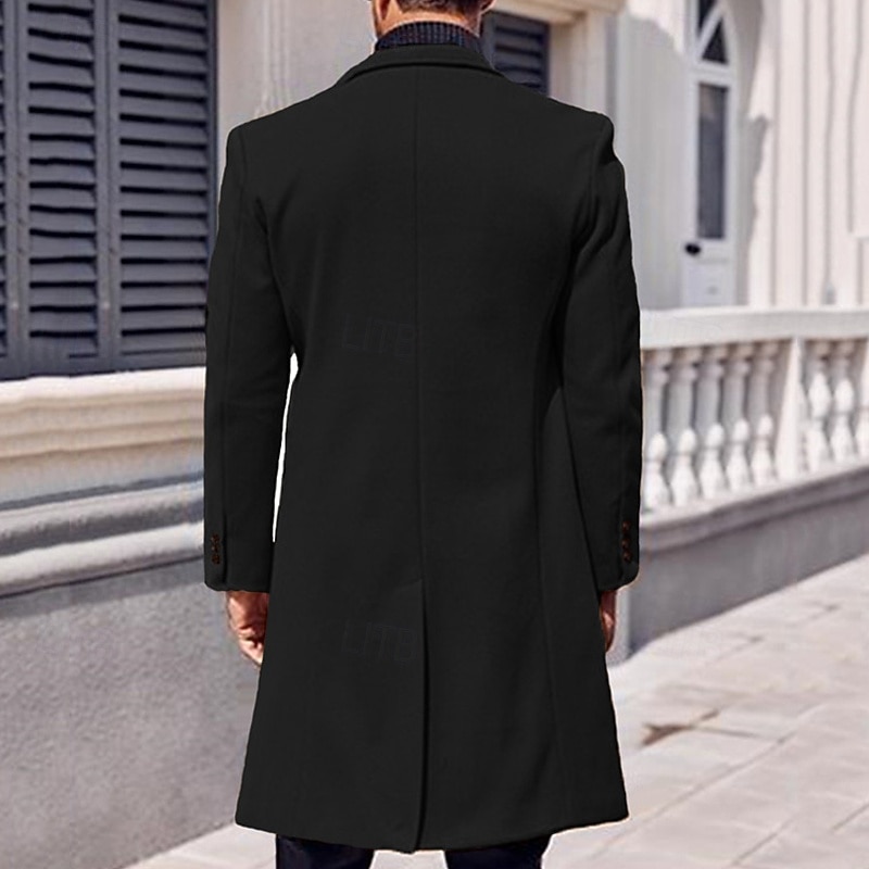 Herren Mantel Trenchcoat Langer Trenchcoat Urlaub Täglich Herbst Winter Polyester Winddicht Warm Oberbekleidung Bekleidung Mode Klassisch Einfach Tasche Revers Doppelreihig 2025 - $44.99 –P11
