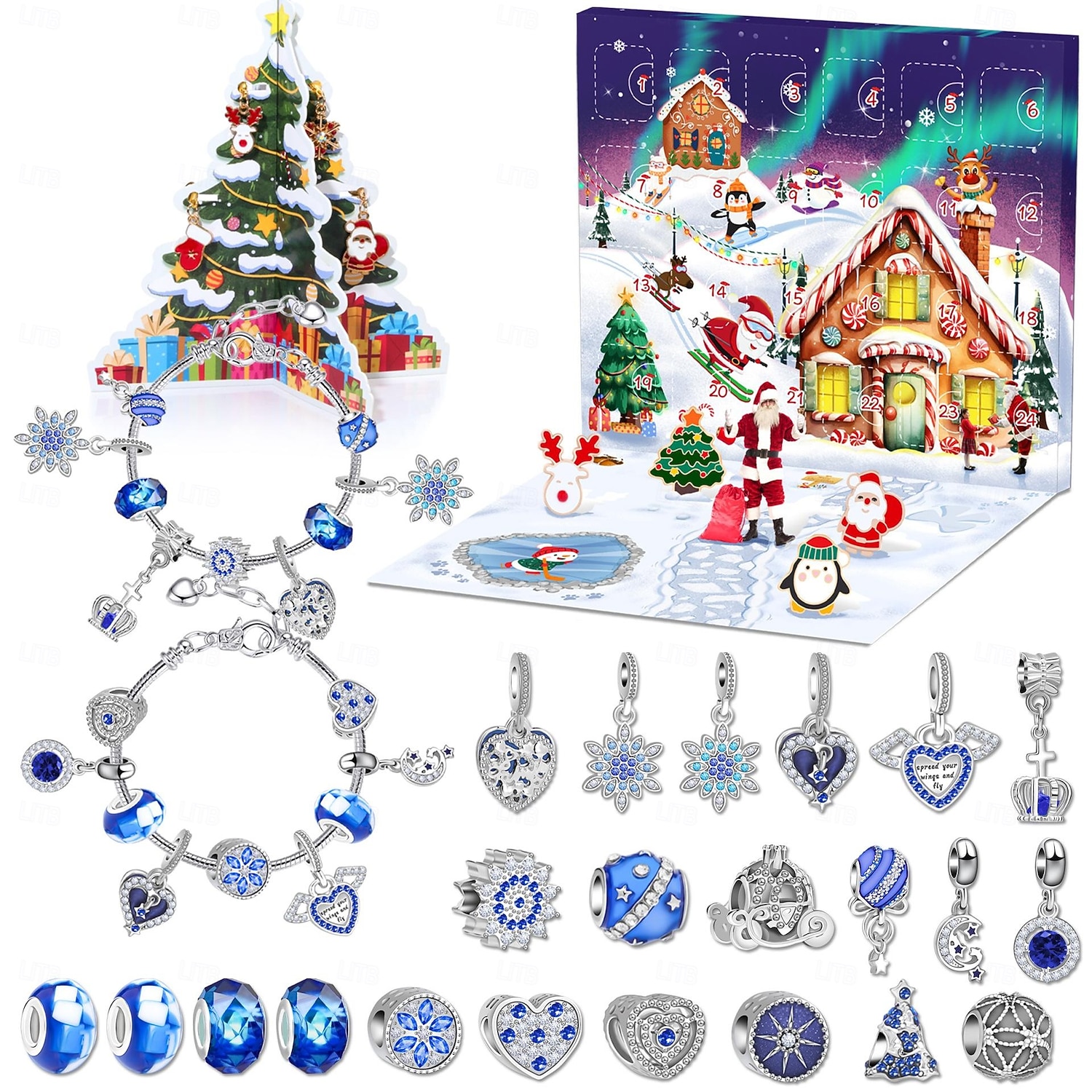 2025年 女の子向けクリスマスアドベントカレンダーブレスレット2025、24日間DIYジュエリー製作キット（チャームビーズ22個と調節可能なブレスレット2個付き）、子供、ティーン、女性へのクリスマスカウントダウンギフト  コレクション – $27.29 –P3