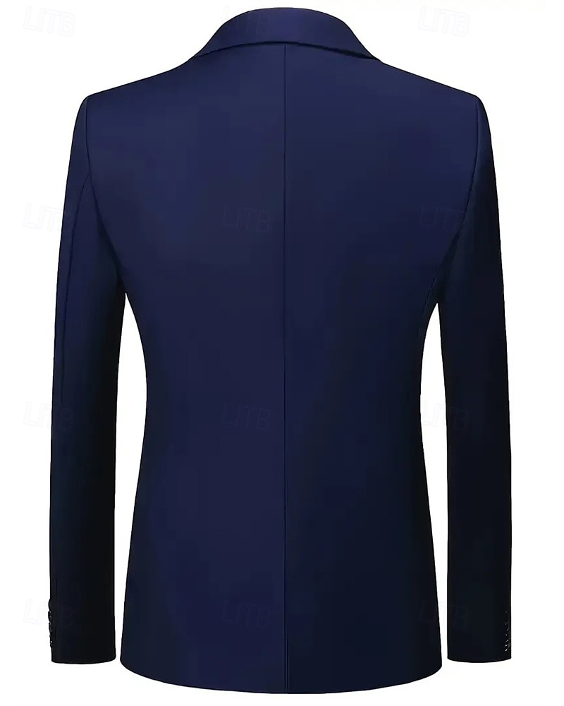 Herren Set Anzüge Anzugweste Geschäft Cocktailparty Hochzeitsfeier 3 Stück Mode Lässig Frühling Herbst Polyester Farbblock Tasche Knöpfe Bequem Einreihig Blazer Schwarz Weiß Burgunderrot Königliches 2025 - $79.99 –P18